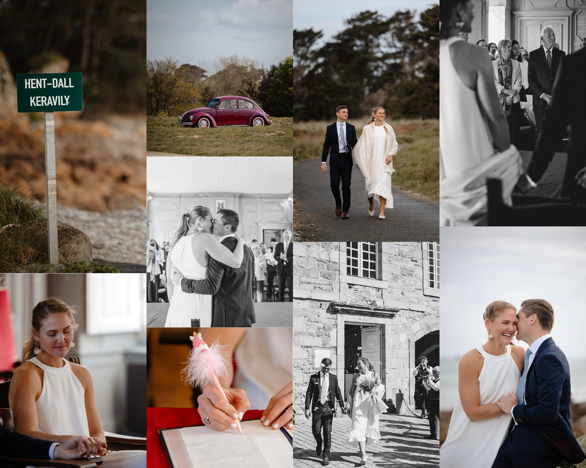 Couple de mariés lors d'un reportage réalisé par une photographe de mariage en Bretagne